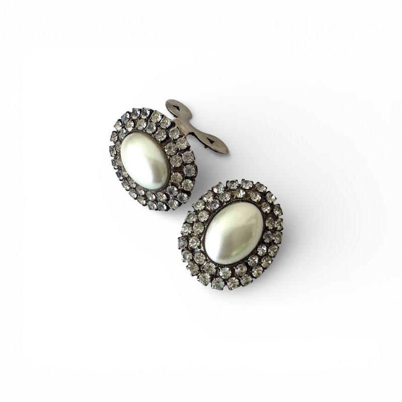 Musi 1960 年代复古缀饰夹或鞋饰，仿珍珠，专利签名 - 胸针 - 其他材质 银色