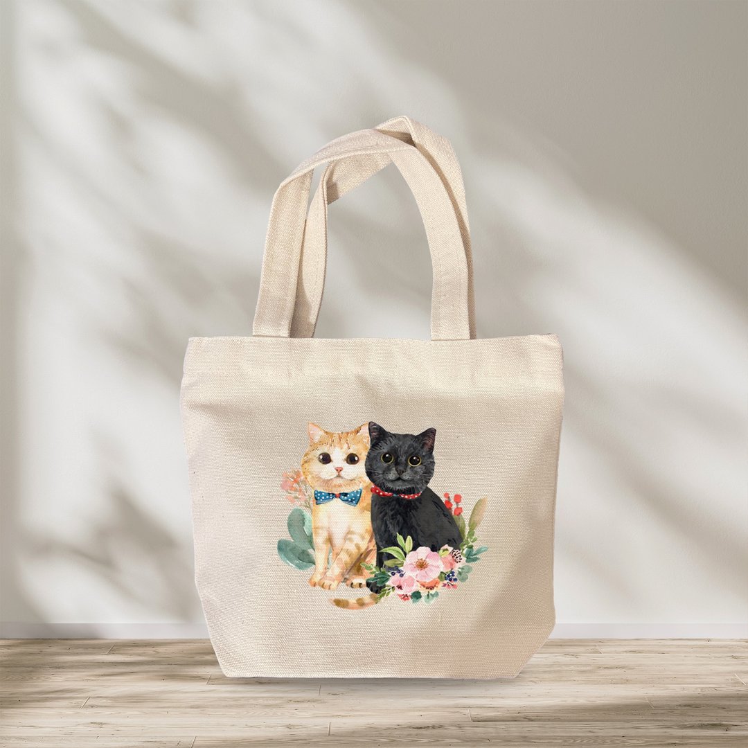 猫咪多图帆布便当袋-猫猫便当袋/手提便当袋/环保手提袋 - 手提包/手提袋 - 环保材料 多色