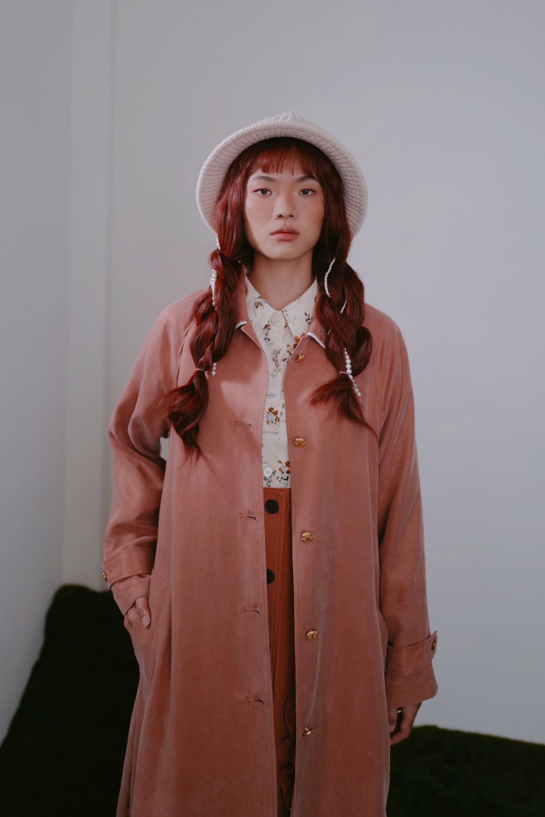 Evelyn Trench Coat 枫红色古董感风衣 - 女装休闲/机能外套 - 其他人造纤维 红色