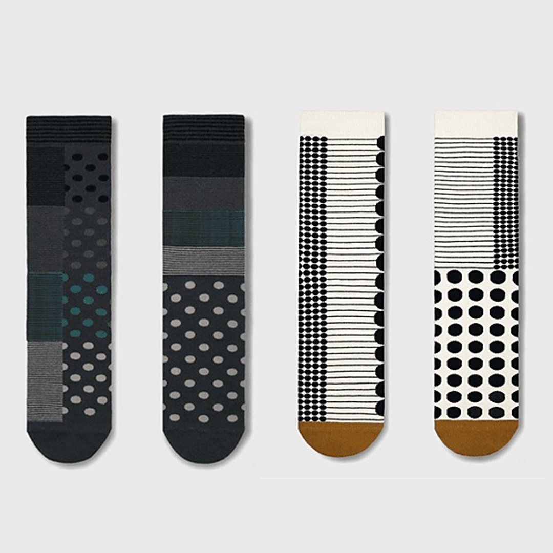 DEAR FRIENDS SOCKS SET_B Anniversary / gift / present / friend / couple / dot /  - 袜子 - 棉 银色
