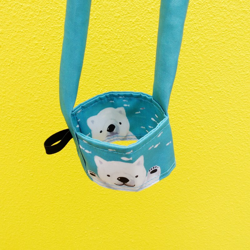 白日梦北极熊,饮料提袋(可收纳吸管) - 随行杯提袋/水壶袋 - 棉．麻 蓝色