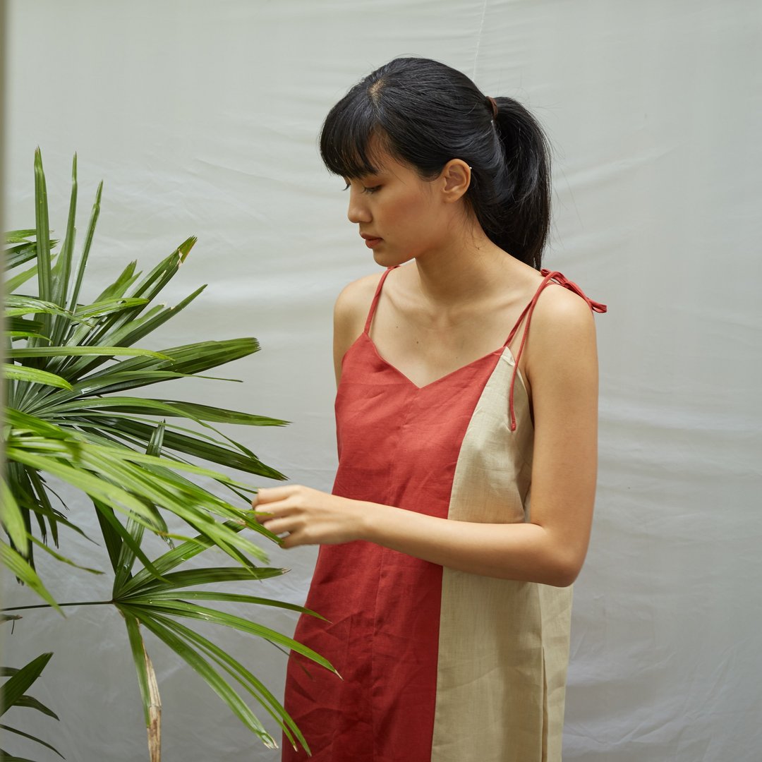 Linen Stripe Dress - Blue - 洋装/连衣裙 - 棉 蓝色