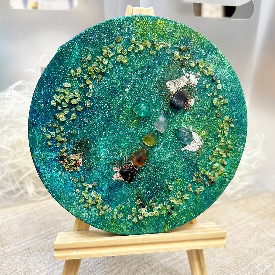 彩虹女神 艾瑞斯 - 星空金箔水晶能量画 满月满愿 水晶祝福礼 - 摆饰 - 水晶 绿色