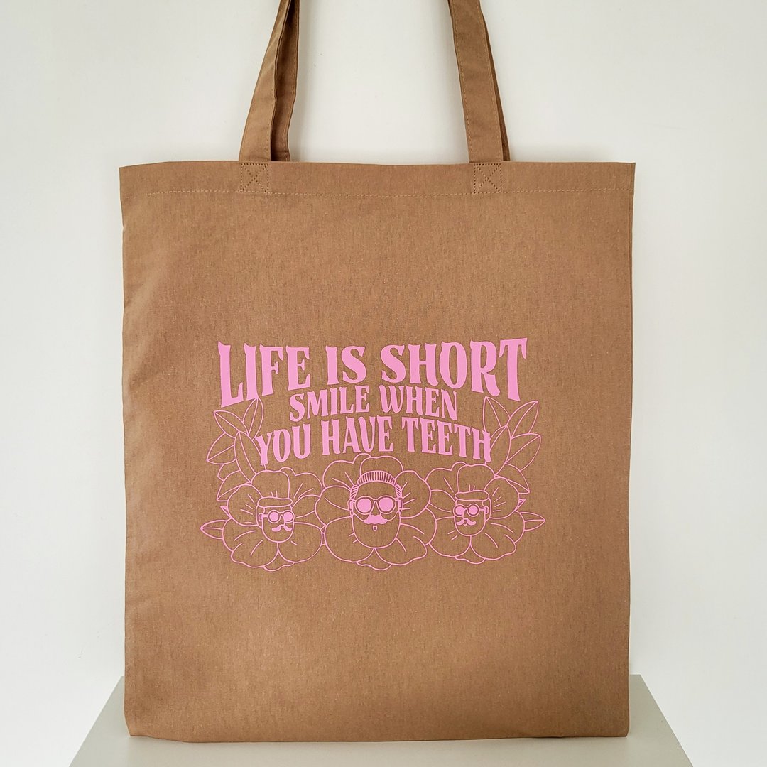 LIFE IS SHORT Tote 环保袋 - 侧背包/斜挎包 - 棉．麻 