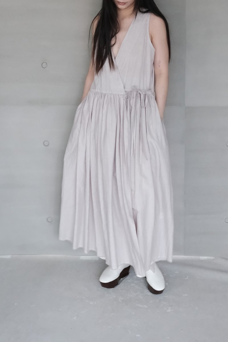 有机棉细折背心洋装 - 天然蓝莓草木染 - 洋装/连衣裙 - 棉．麻 