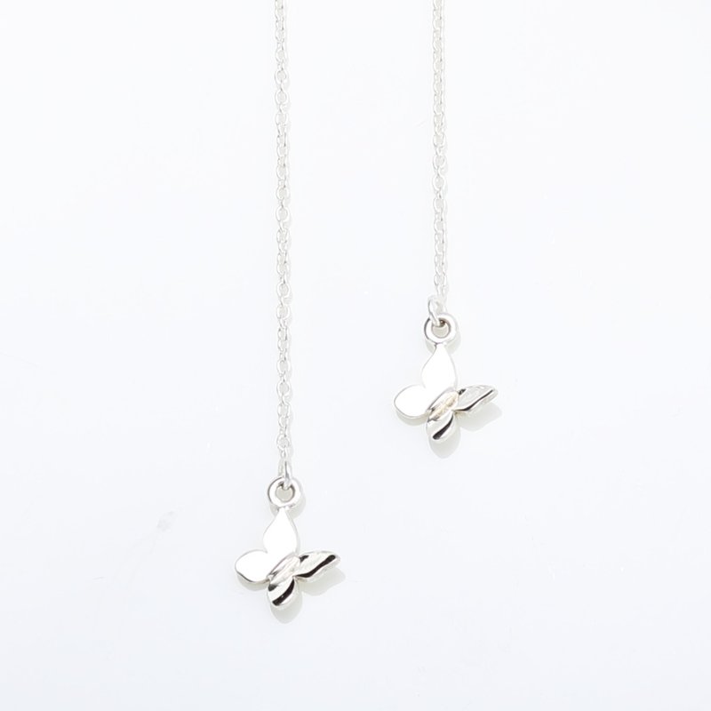 【Angel & Me】蝴蝶 飞舞 s925 纯银 流线 耳链 耳环 耳夹 情人节 - 耳环/耳夹 - 纯银 银色