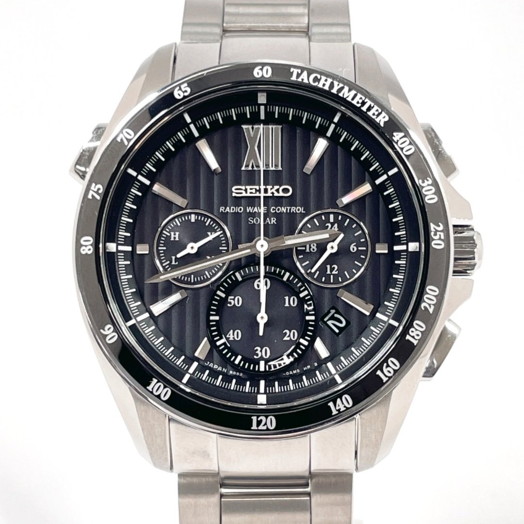 【日本直购 二手美品】精工 SEIKO 手表 SAGA153 Brightz 计时码表 不锈钢 银色 黑色 - 女表 - 不锈钢 银色