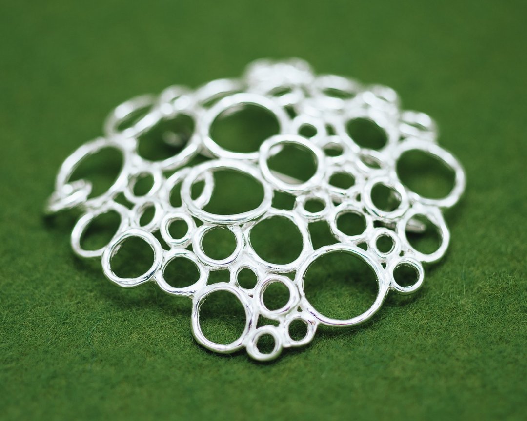 Champagne bubbles pendant head/ brooch - Large brooch - Brooch pendant - 胸针 - 银 银色