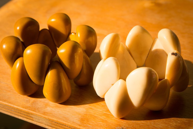 Vista[见闻]，南美洲，Tagua象牙果手环 - 水滴型，土黄色款 - 手链/手环 - 植物．花 