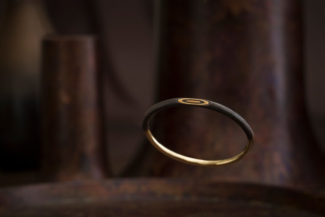 Reverse 逆物论环形手环 Mokume-gane Bangle (Round) - 手链/手环 - 铜/黄铜 黑色
