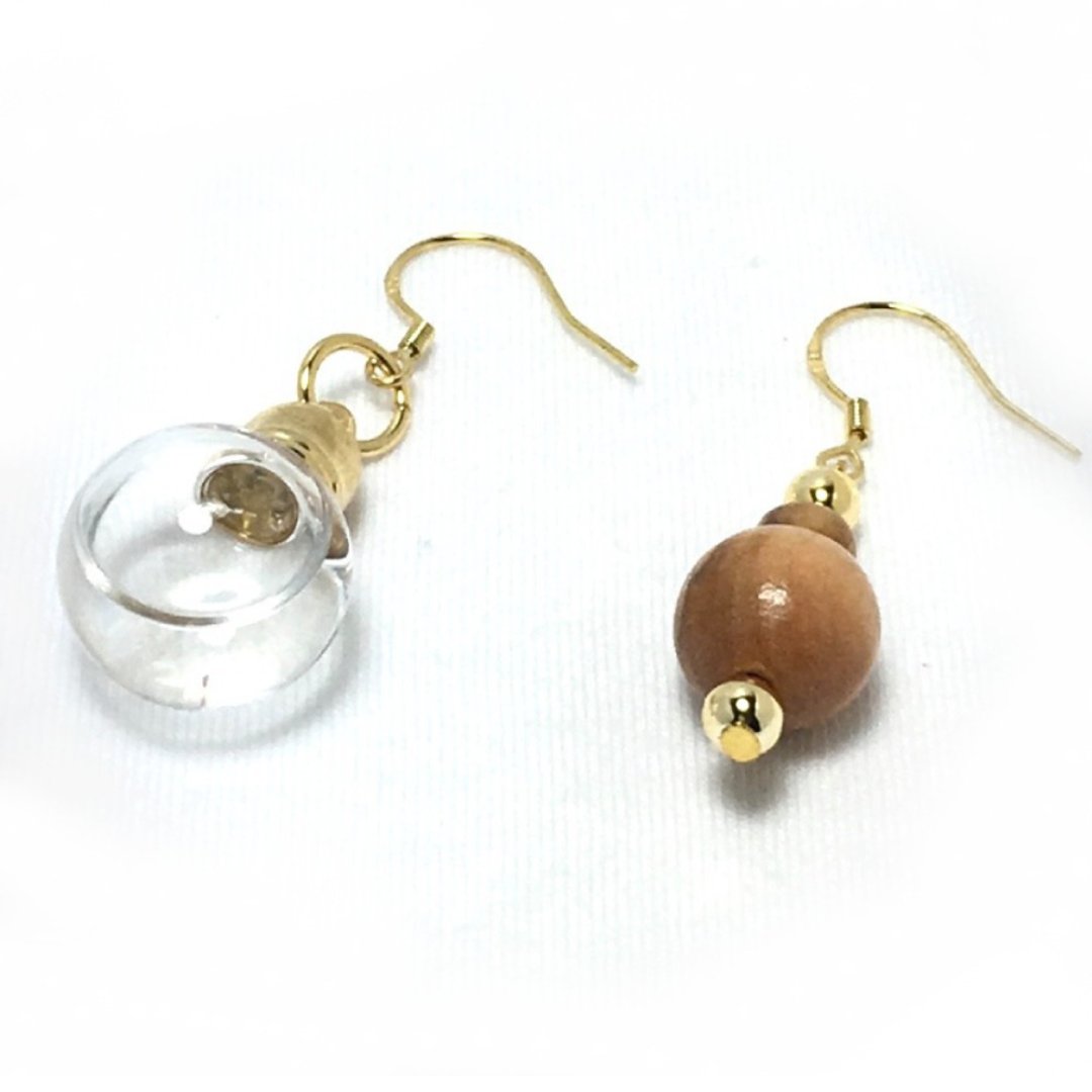 以色列进口24K金手工圆顶耳环－约旦河圣水 #8210015 - 耳环/耳夹 - 24k 金 透明