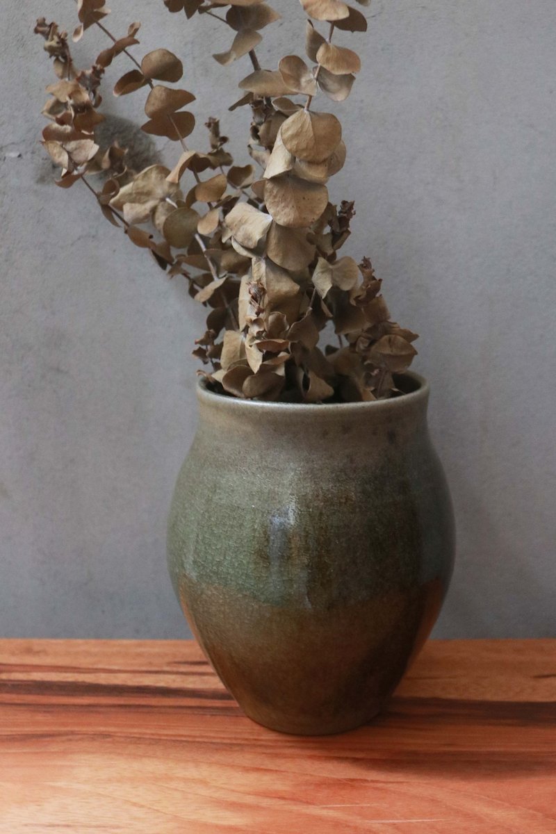 宽口墨绿花瓶 - 花瓶/陶器 - 陶 