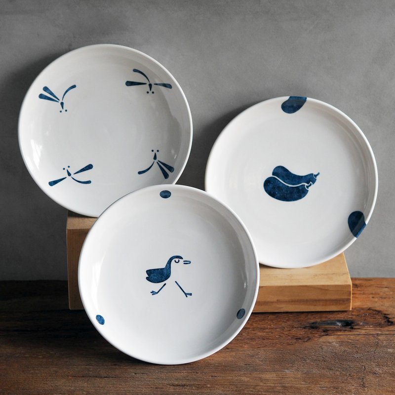 青花大圆盘 - 盘子/餐盘/盘架 - 瓷 白色