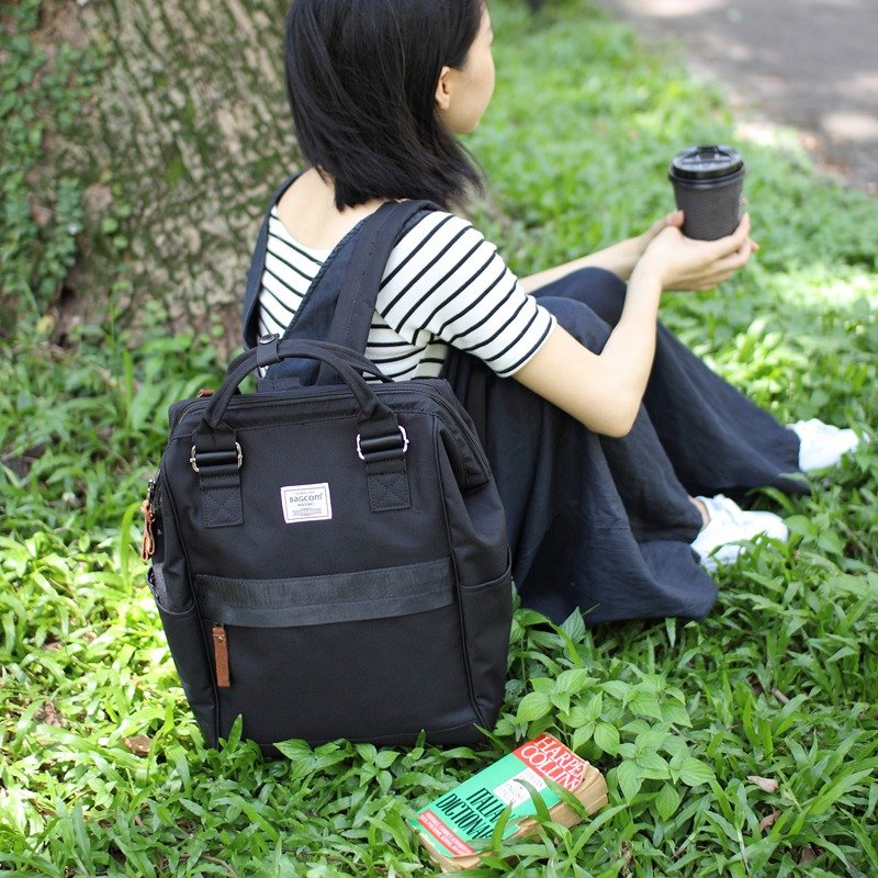 憨脸阔口后背包(13'' Laptop OK)-黑色_100439-00 - 后背包/双肩包 - 聚酯纤维 黑色