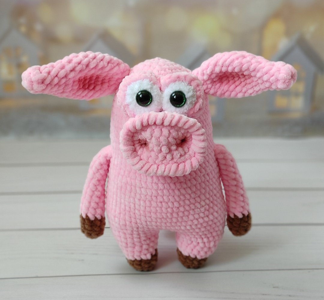 pig toy,plush pig toy,plush pig,funny pig toy,pig gifts, crochet pig - 玩具/玩偶 - 聚酯纤维 粉红色