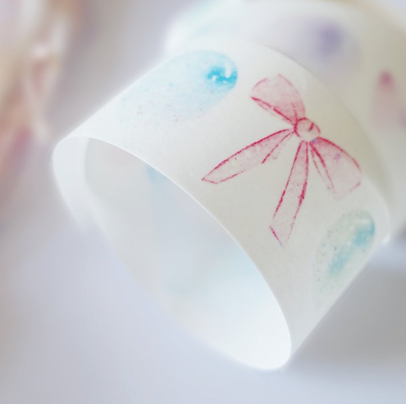 鲸鱼泡泡 2.5cm 带离型纸 纸胶带 - 纸胶带 - 纸 粉红色