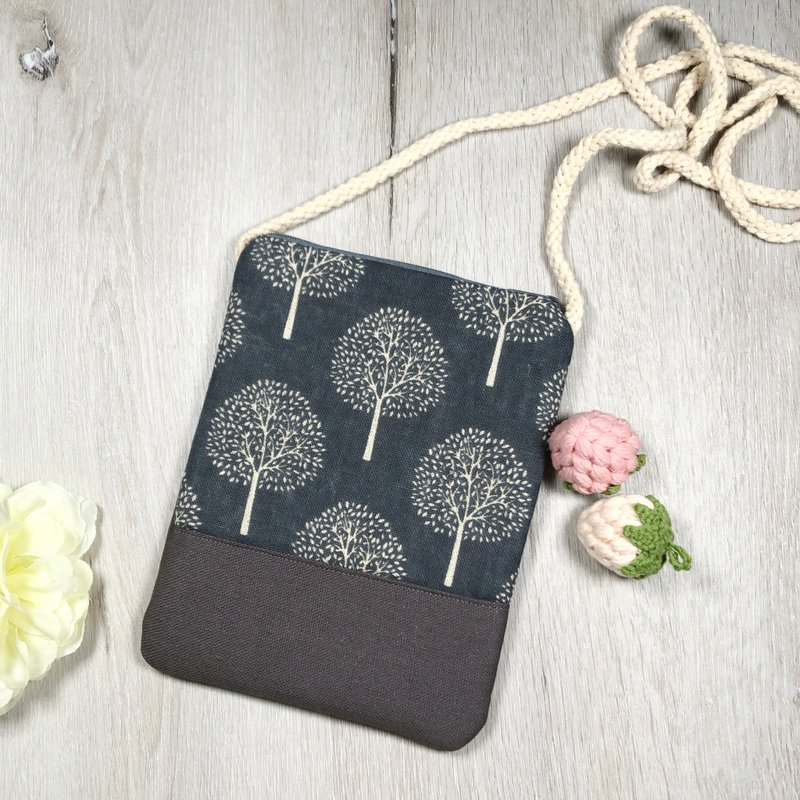 电话包/肩背包/钭背包/手机袋 / 手机包 ~ 小树苗 (D-26) - 侧背包/斜挎包 - 棉．麻 灰色