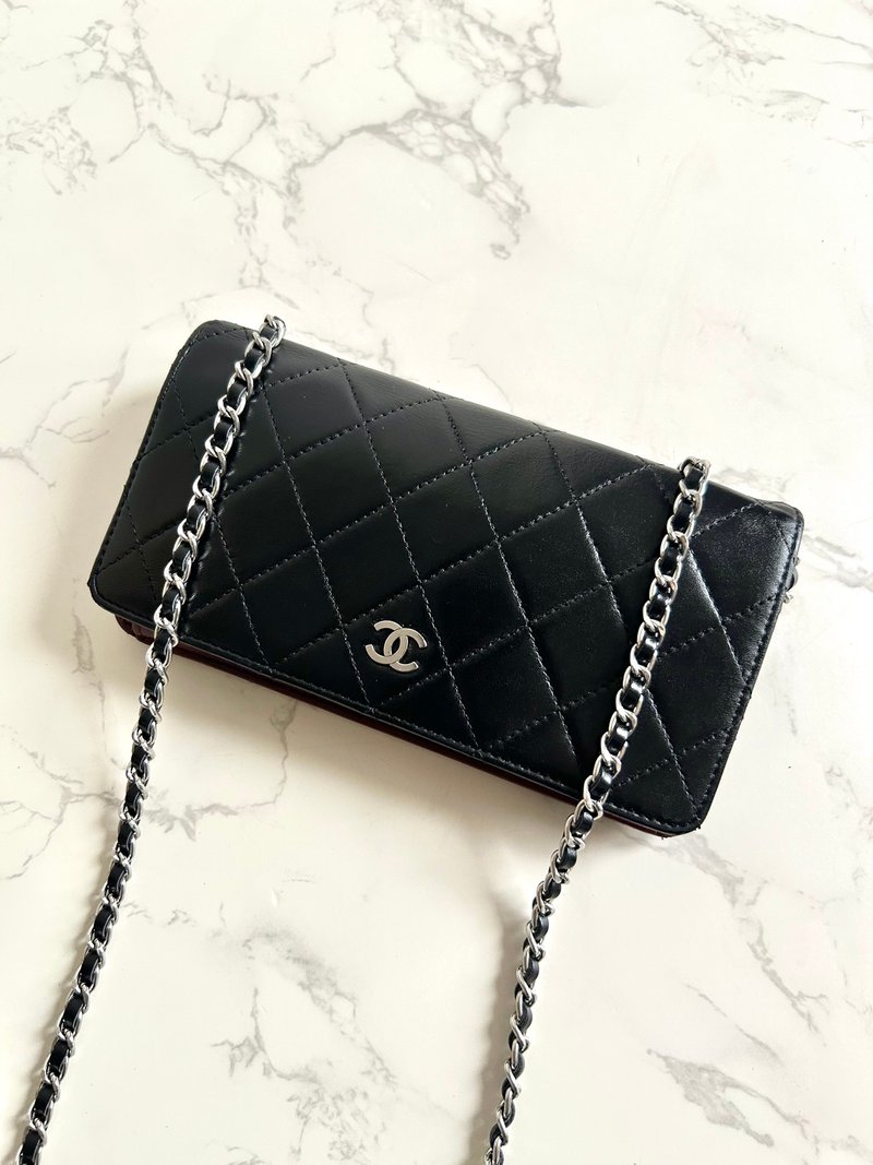 中古包 Chanel黑色WOC 斜背包 侧背包 单肩包 长夹 钱包 皮夹 - 侧背包/斜挎包 - 真皮 黑色