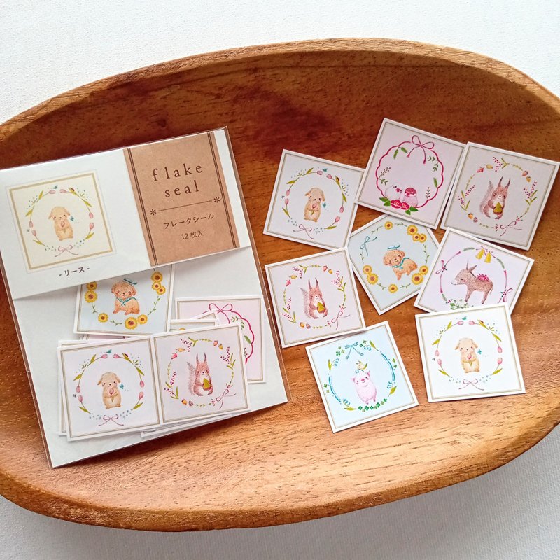 花圈造型圆形小贴纸 - 贴纸 - 纸 