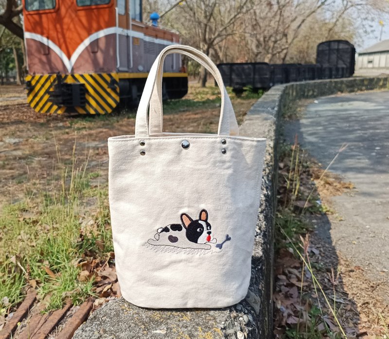 法斗   刺绣 小提袋  胚布袋 手提袋 - 手提包/手提袋 - 棉．麻 