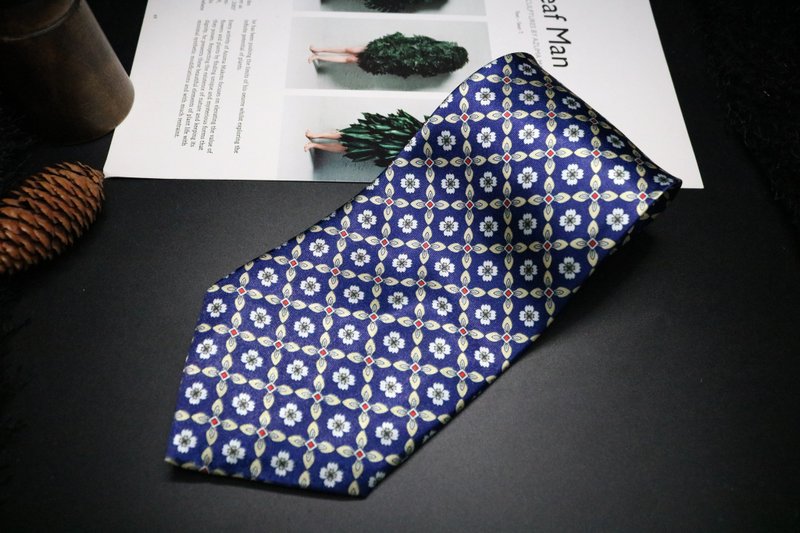 藍色小碎花宮廷風真絲領帶/婚禮禮服領帶 - 领带/领带夹 - 丝．绢 蓝色