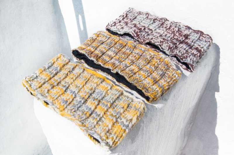 手工纯羊毛编织发带/编织缤纷发带/钩织发饰/手工麻花发带-渐层色 - 发带/发箍 - 羊毛 多色