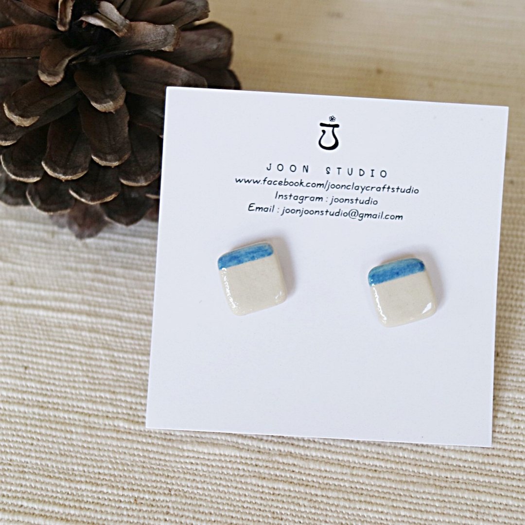 one line earring - 耳环/耳夹 - 陶 