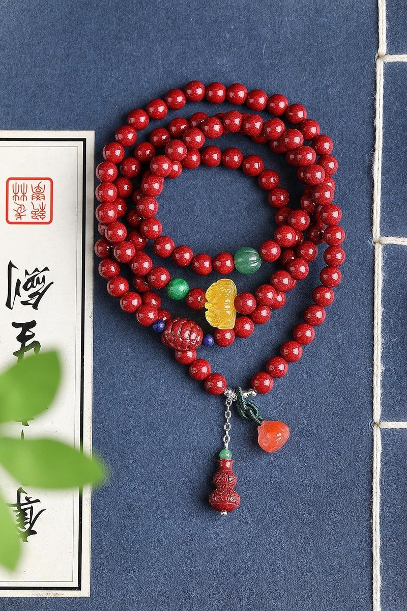 天然原矿朱砂精品紫金砂108颗佛珠手链  含量高达95%以上 - 手链/手环 - 宝石 