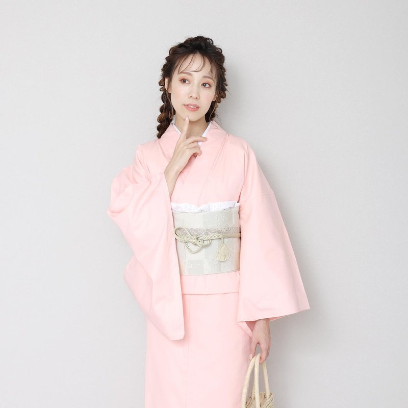 和服 单品 丹宁 棉质 女 日本 Hitoe kimono M L - 其他 - 棉 粉红色