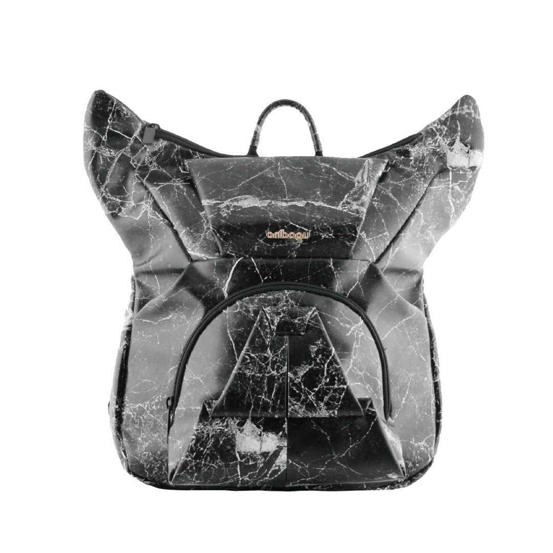 Black Marble Bulldog Backpack - 后背包/双肩包 - 其他人造纤维 黑色