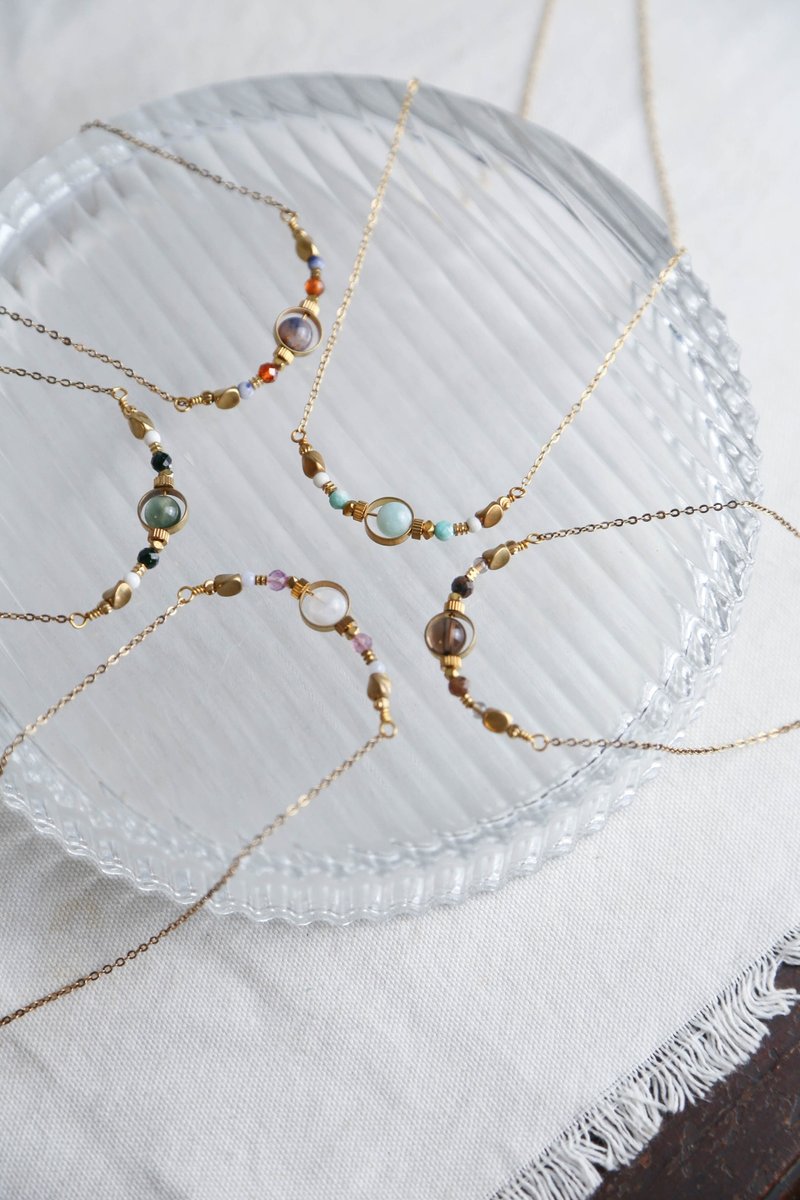 月冕 - 天然矿石 水晶 项链 锁骨链 - 项链 - 水晶 多色