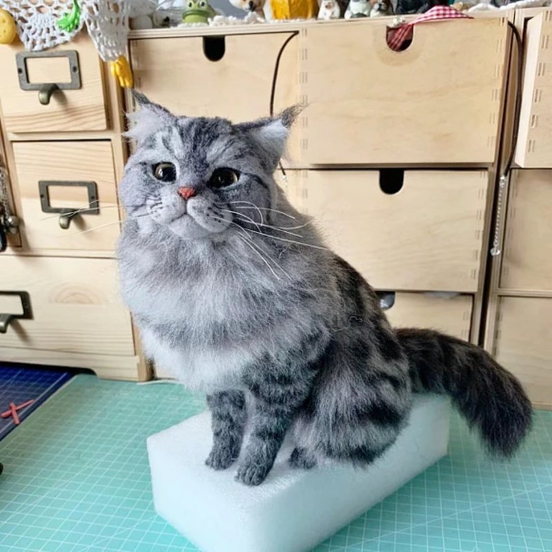 定制化礼物 逼真猫猫 羊毛毡 毛孩 宠物 娃娃 猫咪猫奴 似颜绘 ?3 - 玩具 - 羊毛 多色