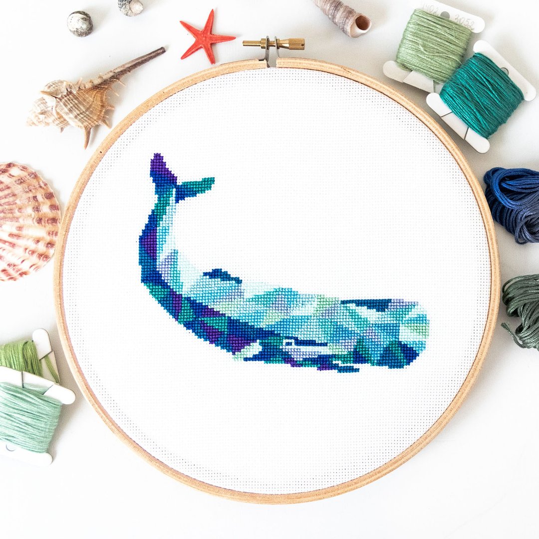 Whale Cross Stitch PDF Pattern 十字繡 - 编织/刺绣/羊毛毡/裁缝 - 其他材质 