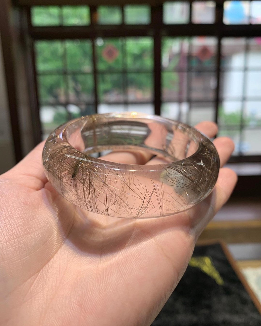 丨湖中芊蔚丨高品质黑铜钛晶手镯 圈口55.5 附台湾证书 - 手链/手环 - 玉石 透明