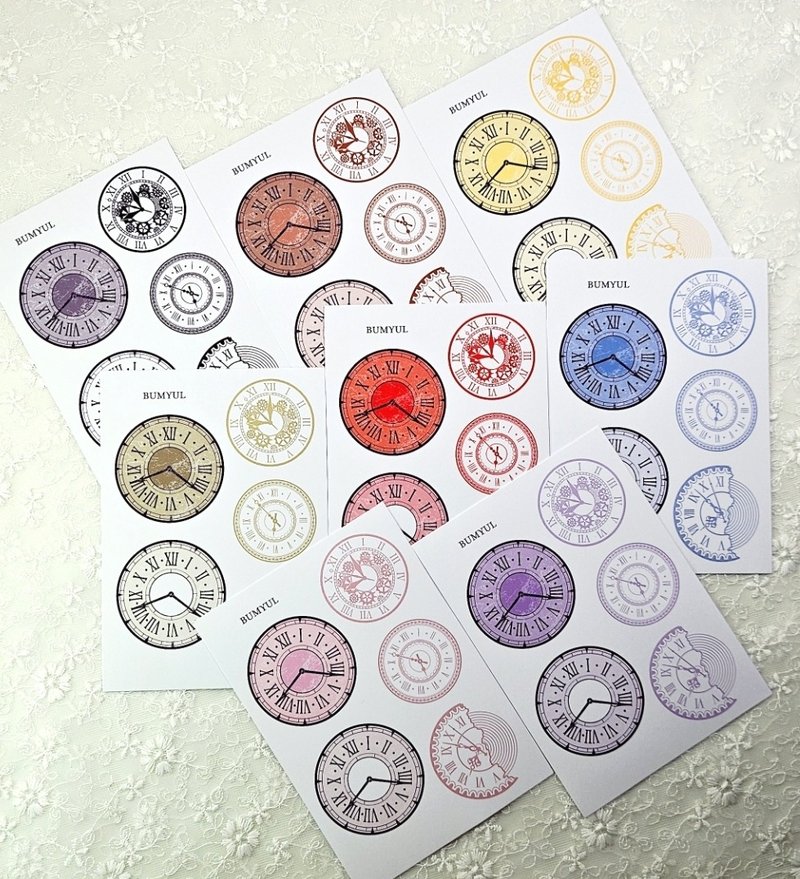 复古时光刻度装饰贴纸 - 便条纸/标签贴 - 纸 多色