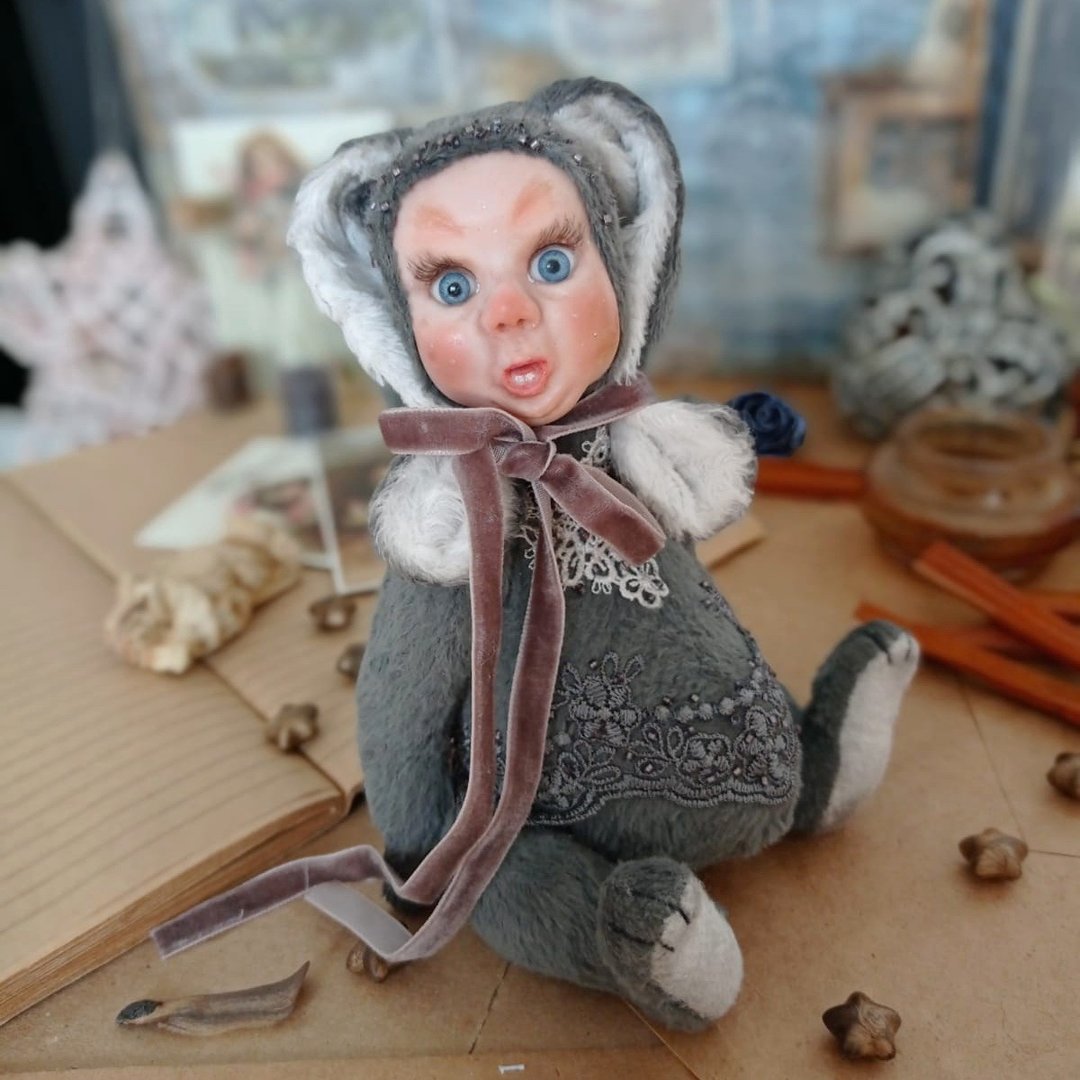Artist teddy doll, Cute surprised rabbit - 玩偶/公仔 - 其他材质 