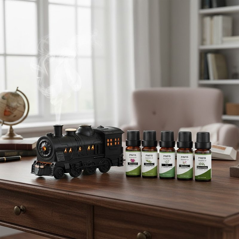 【品菲特PINFIS】复古火车香氛机 (水性精油5瓶任选1组) - 香薰/精油/线香 - 塑料 黑色