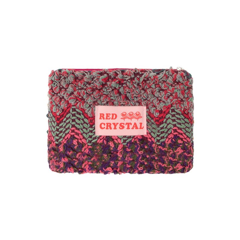 CRAYON WEAVING POUCH (plum) - 零钱包 - 棉．麻 红色