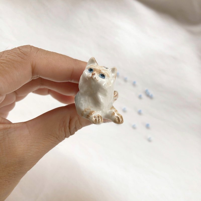 甜白猫 - 小动物公仔手工制品 - 玩偶/公仔 - 陶 白色
