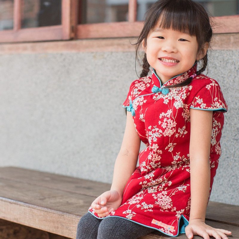 儿童旗袍 古风 冬季款 桔梗永恒 - 旗袍 - 棉．麻 