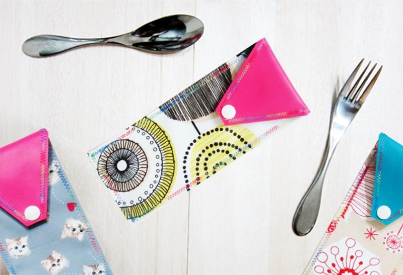 涂鸦防水环保餐具袋&笔袋Waterproof tableware bags & pencil case - 筷子/筷架 - 防水材质 多色