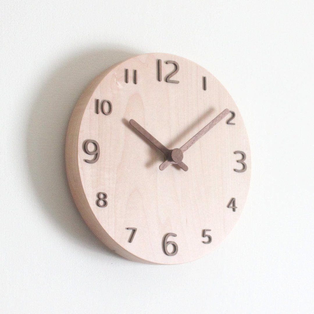 CLOCK_20 Numbers 实木静音 挂钟 时钟 台湾限量手作 硬枫木 - 时钟/闹钟 - 木头 咖啡色