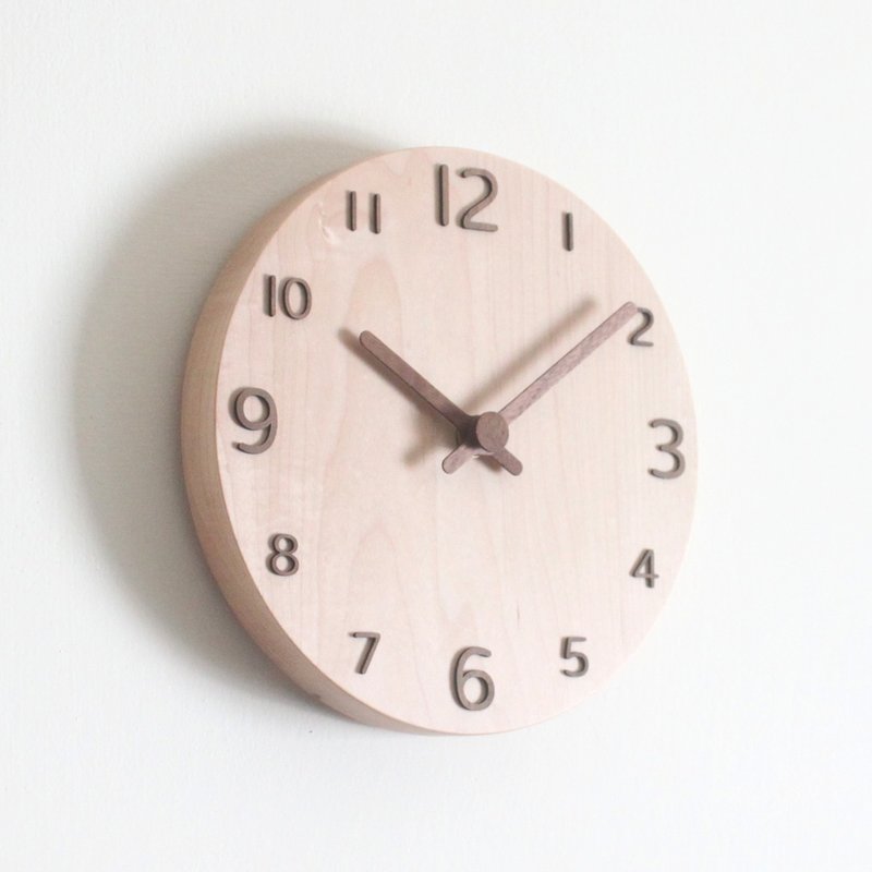CLOCK_20 Numbers 实木静音 挂钟 时钟 台湾限量手作 硬枫木 - 时钟/闹钟 - 木头 咖啡色
