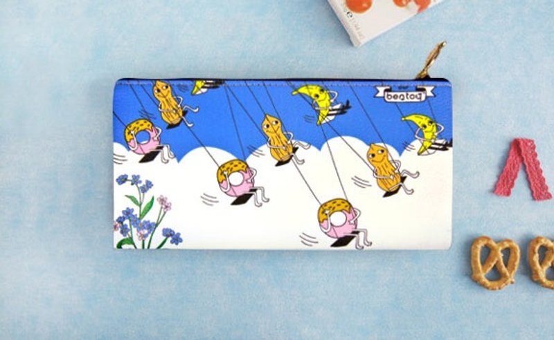 Bentoy x 怪叔叔-铅笔盒/化妆包/收纳包/手机包(蓝天) - 铅笔盒/笔袋 - 真皮 