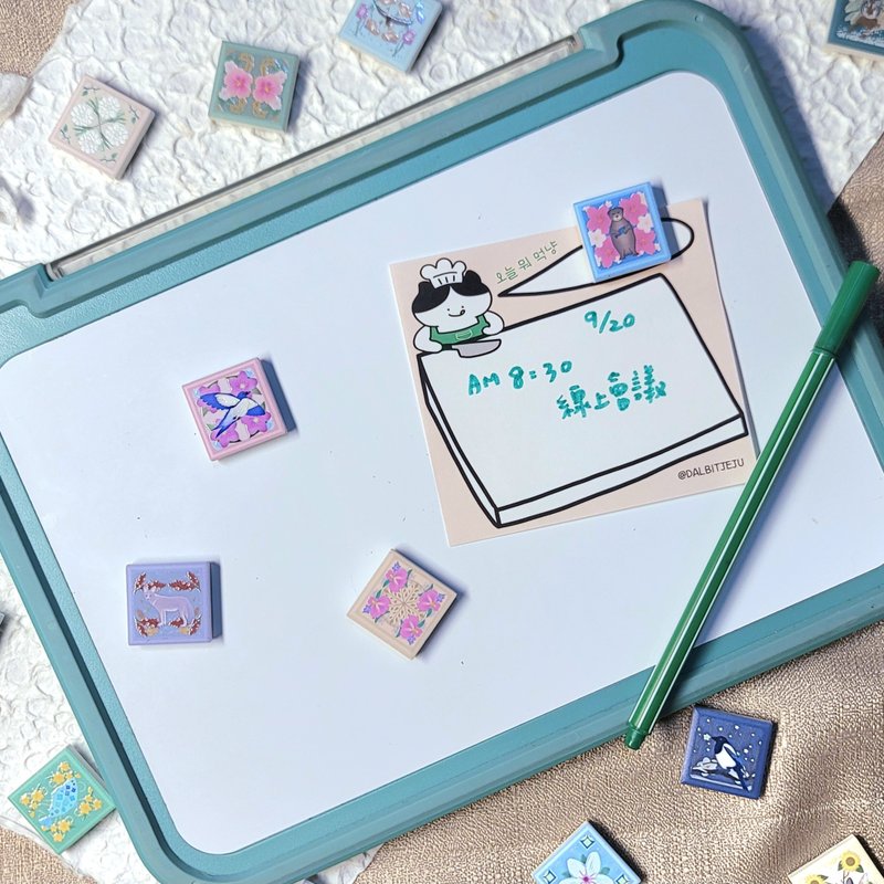 二十四节气 花砖磁铁 陶瓷磁铁 节气小卡 - 冰箱贴/磁贴 - 陶 