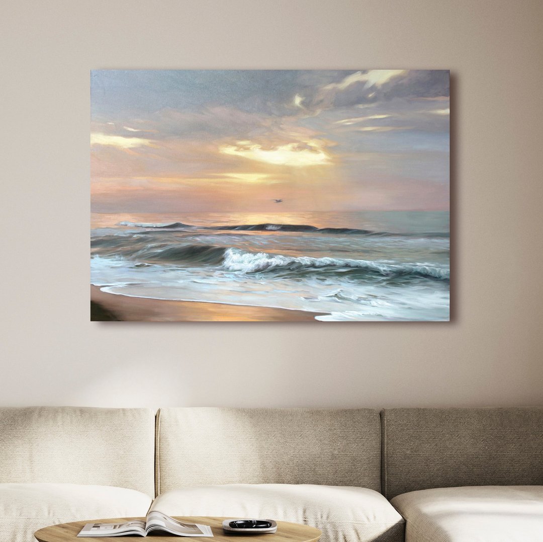 风景画 | 日落油画 | 景观画 | 海滨 3 - 墙贴/壁贴 - 棉 蓝色