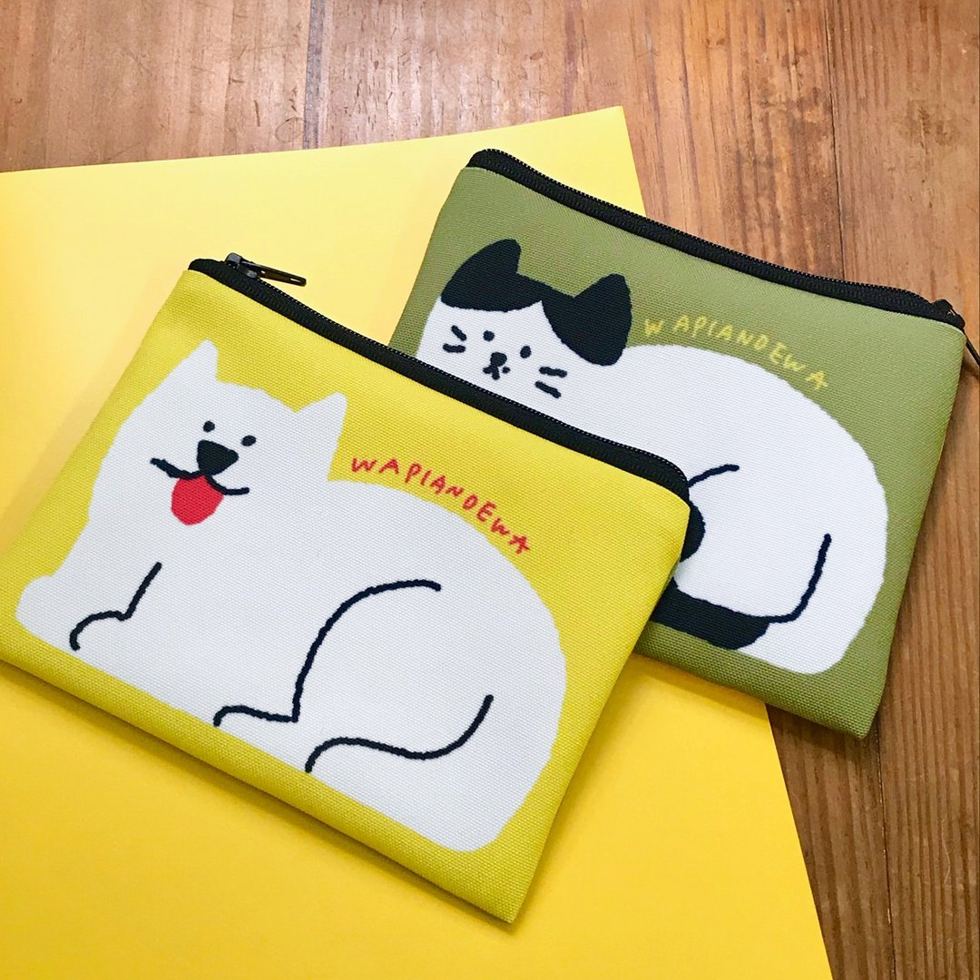 狗狗猫猫我都爱-双面零钱收纳包 - 零钱包 - 聚酯纤维 黄色