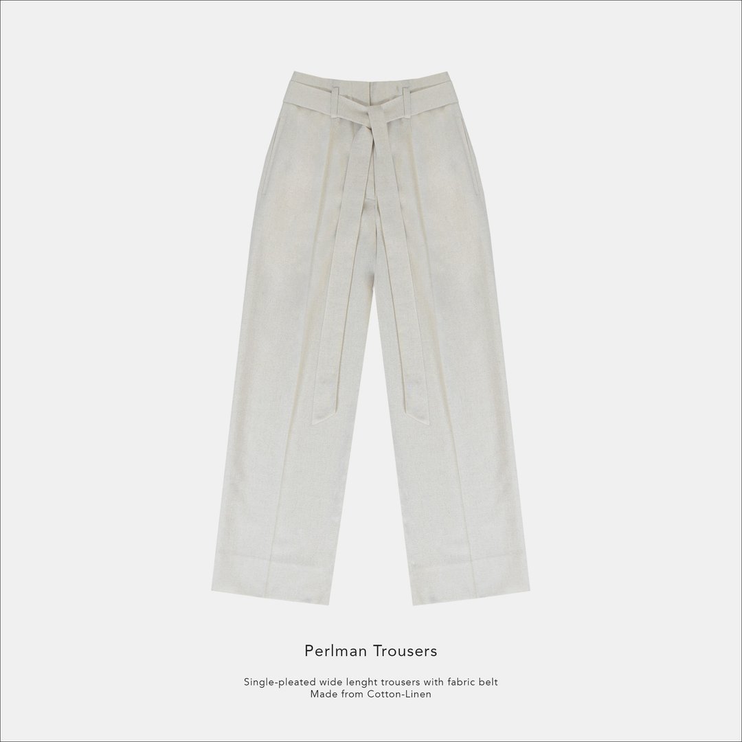 Perlman trousers / Beige / Cotton-Linen - 女装长裤 - 棉．麻 卡其色