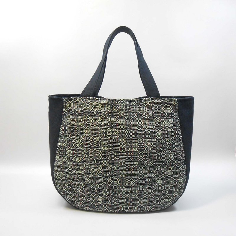 手织布-磁扣手提包02 - 手提包/手提袋 - 棉．麻 黑色