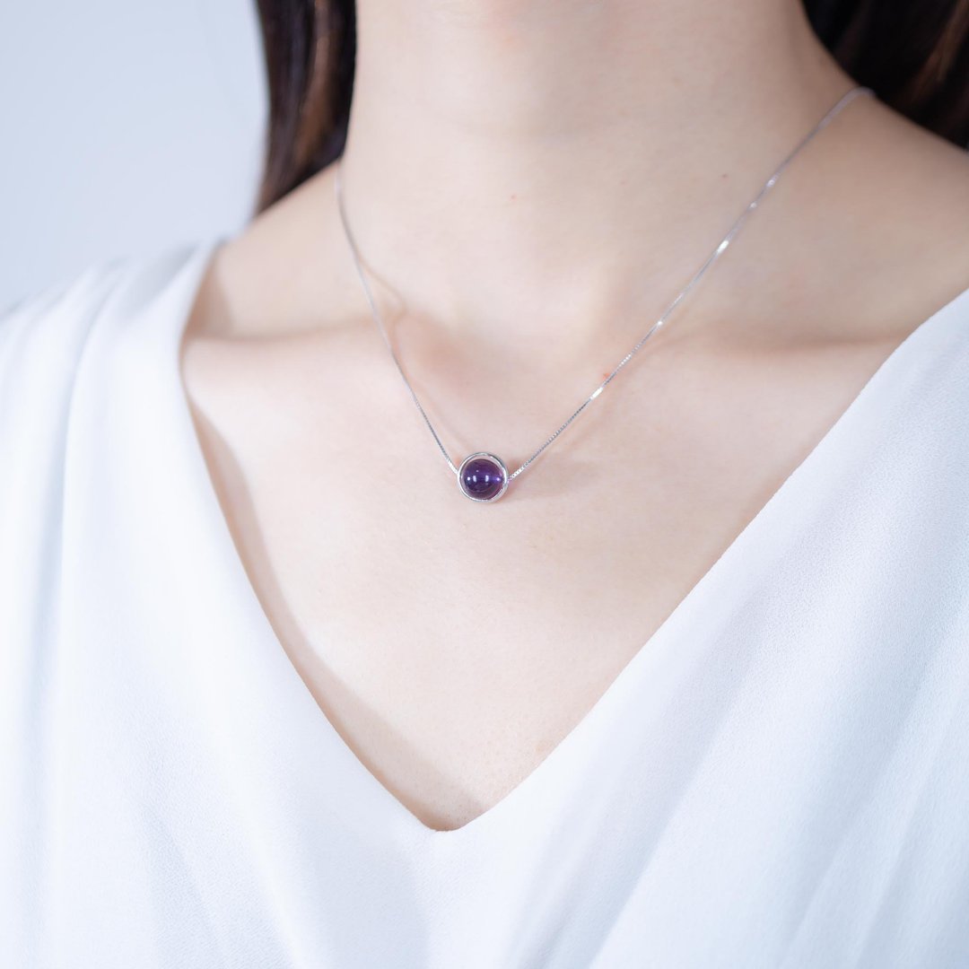 紫水晶925纯银配件项链 - 项链 - 宝石 紫色